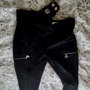 Gucci Black Dress Pants with Gold Accents